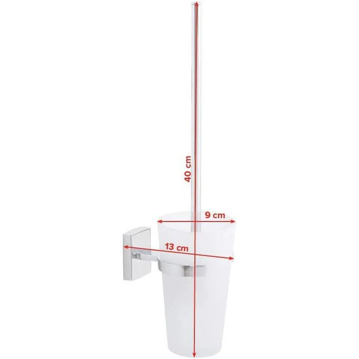 Tesa WC-Bürste Klaam, Weiß / Chrom, Bürstenhalter Aus Glas, Zur Wandmontage 6 Tesa WC-Bürste Klaam, Weiß / Chrom, Bürstenhalter Aus Glas, Zur Wandmontage – Bild 4