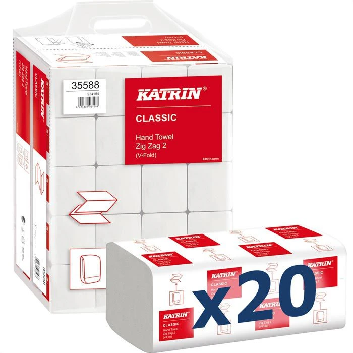 Katrin Classic 35588 Handy Pack, 2-lagig, Zick-Zack-Falz, 23 X 24,4 Cm, 4000 Stück, Papierhandtücher 3 Katrin Classic 35588 Handy Pack, 2-lagig, Zick-Zack-Falz, 23 X 24,4 Cm, 4000 Stück, Papierhandtücher
