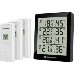 Bresser Thermo-Hygrometer Temeo Hygro Quadro, Für Innen Und Außen, Inkl. 3 Funk-Sensoren