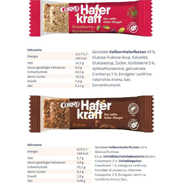 Corny Müsliriegel Haferkraft Mix-Box, Verschiedene Sorten, Je 65g, 24 Riegel 6 Corny Müsliriegel Haferkraft Mix-Box, Verschiedene Sorten, Je 65g, 24 Riegel – Bild 4