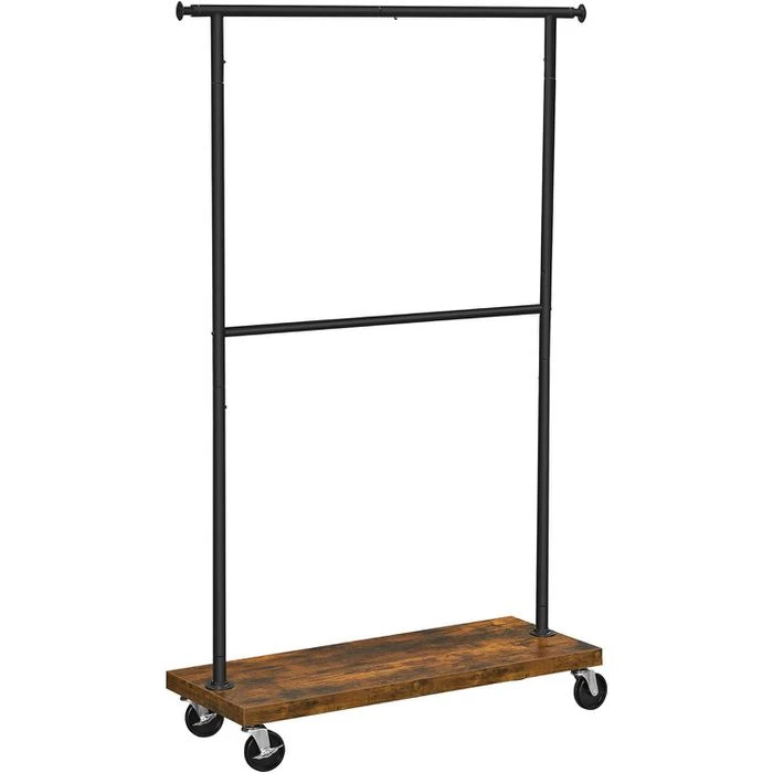 Vasagle Garderobenständer RGR111B01, Vintage, Rollen & Ablage, Ausziehbar, Metall / Holz, Braun 3 Vasagle Garderobenständer RGR111B01, Vintage, Rollen & Ablage, Ausziehbar, Metall / Holz, Braun