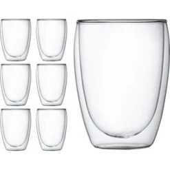 Bodum Kaffeegläser Pavina 4559-10-12, Doppelwandig, 350ml, 6 Stück
