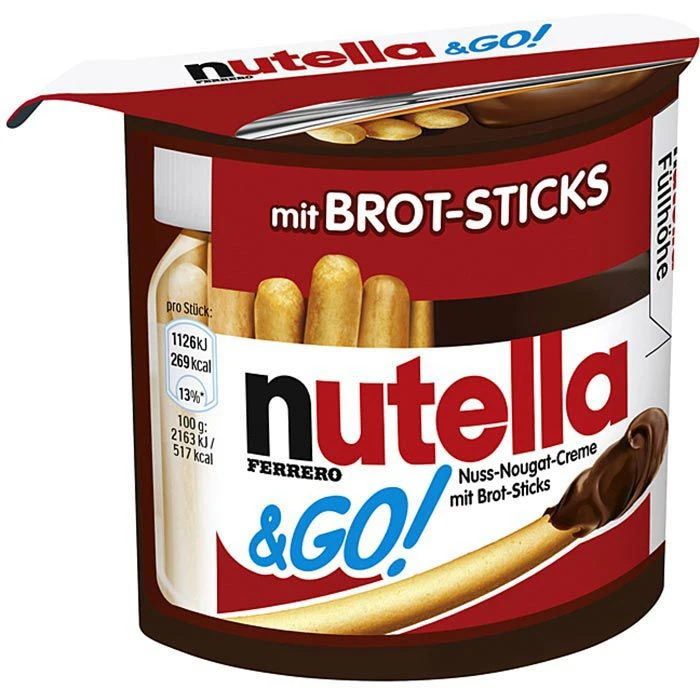 Nutella Brotaufstrich & Go, Einzelportionen Mit Brotsticks, 52g 3 Nutella Brotaufstrich & Go, Einzelportionen Mit Brotsticks, 52g