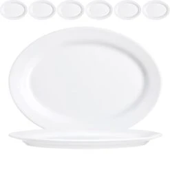 Arcoroc Servierplatte Restaurant ARC 67107, 31,5 X 22,5 Cm, Opalglas Weiß, Oval, 6 Stück