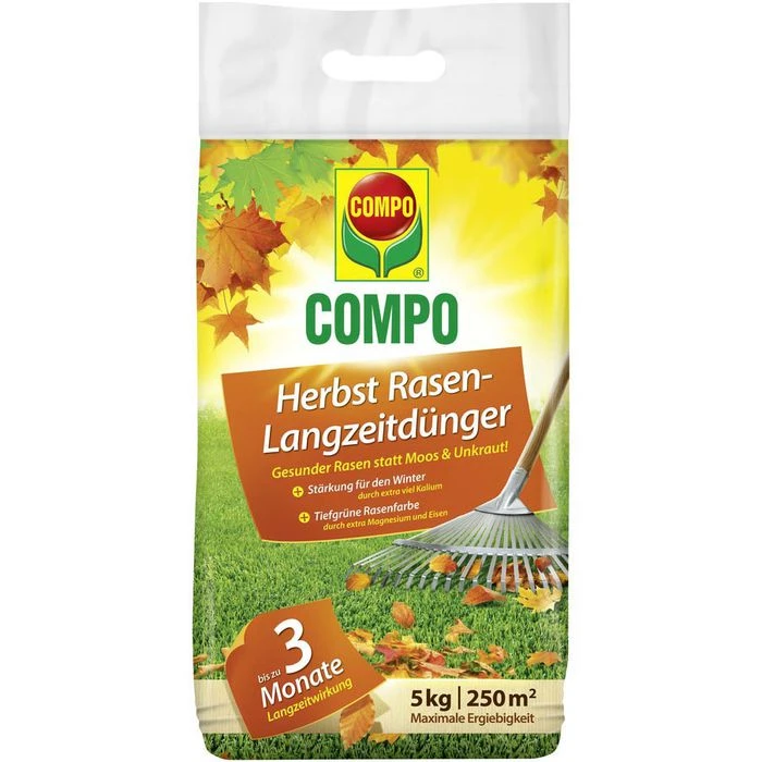 Compo Dünger Herbst Rasen-Langzeitdünger, Langzeitwirkung Bis 90 Tage, 5 Kg Für 250m² 3 Compo Dünger Herbst Rasen-Langzeitdünger, Langzeitwirkung Bis 90 Tage, 5 Kg Für 250m²