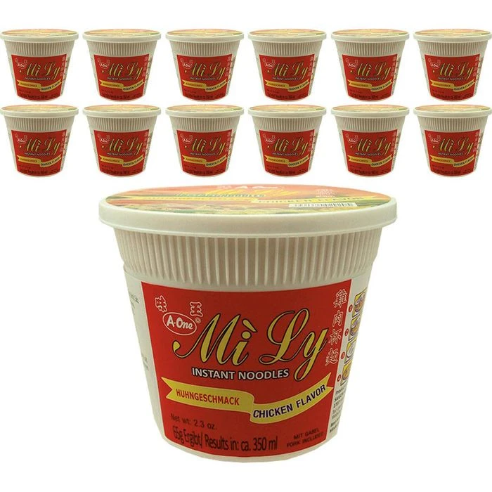 A-One Instantnudeln Mi Ly Huhngeschmack, Im Becher, Je 65g, 12 Stück 3 A-One Instantnudeln Mi Ly Huhngeschmack, Im Becher, Je 65g, 12 Stück
