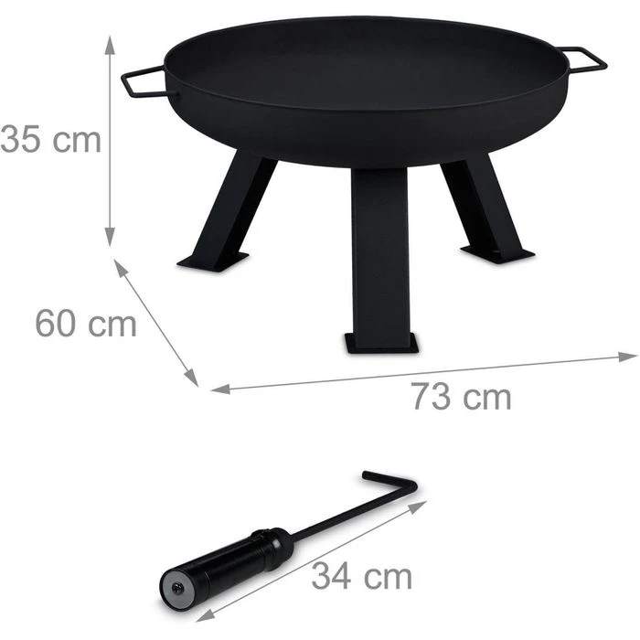 Relaxdays Feuerschale 10032691, Ø 60cm, Stahl, Mit Feuerhaken 4 Relaxdays Feuerschale 10032691, Ø 60cm, Stahl, Mit Feuerhaken – Bild 2