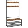 Vasagle Garderobenständer HSR410B01, Vintage, Mit 22 Haken, Metall / Holz, Schwarz / Braun
