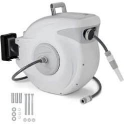 Tresko Schlauchbox GTSARL30 Schlauchtrommel 30+2m, 30 M Schlauchlänge, Weiß, 180 Grad Schwenkbar