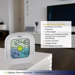 TFA Thermo-Hygrometer 30.5050.54 Innen, Digital, Silber 8 TFA Thermo-Hygrometer 30.5050.54 Innen, Digital, Silber -Wohnmöbel Gemischtwaren Geschäft 4cea9bc00846a89ab8b8f39ff64a21273e3b15a6 thermo hygrometer tfa 30.5050.54 innen