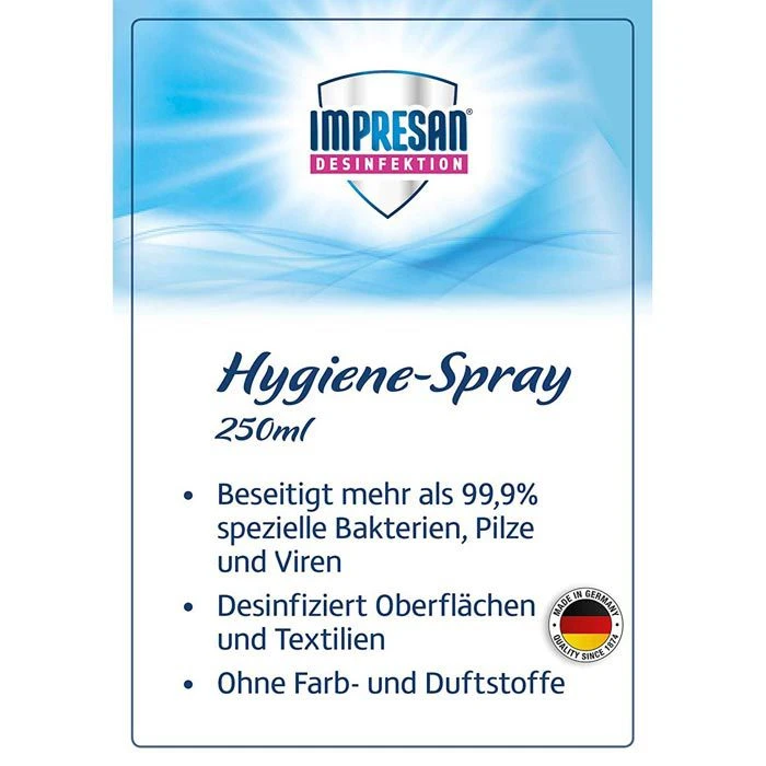 Impresan 3531 Hygienespray, Pumpspray, 250ml, Desinfektionsmittel 4 Impresan 3531 Hygienespray, Pumpspray, 250ml, Desinfektionsmittel – Bild 2