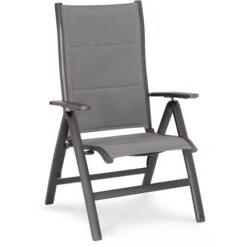 BEST Gartenstuhl Varese, Stoff, Hochlehner, Verstellbar, Anthrazit, Klappbar