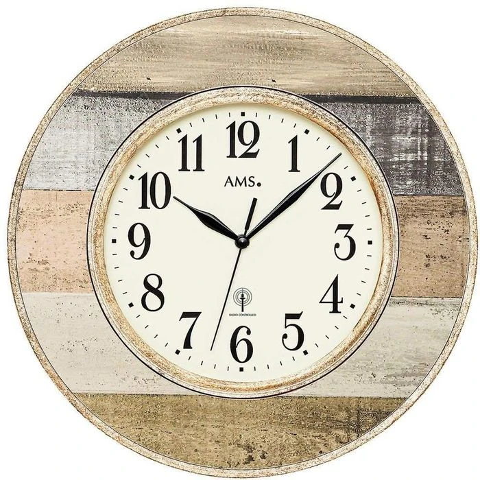 AMS Wanduhr 5975 Funkuhr, Ø 35 Cm, Holz 3 AMS Wanduhr 5975 Funkuhr, Ø 35 Cm, Holz