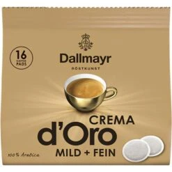Dallmayr Kaffeepads Crema D Oro, Mild Und Fein, 16 Stück