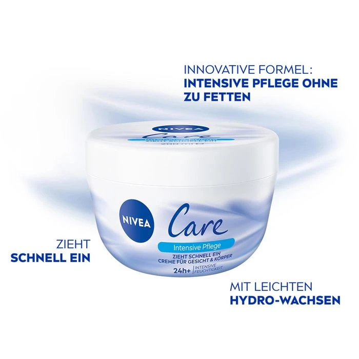 Nivea Hautcreme Care Intensive Pflege, 24h+ Intensive Feuchtigkeit, 200ml 4 Nivea Hautcreme Care Intensive Pflege, 24h+ Intensive Feuchtigkeit, 200ml – Bild 2