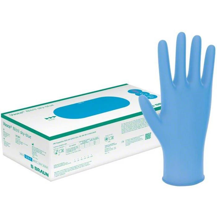 B.Braun Einmalhandschuhe Vasco Nitril Sky-blue, Puderfrei, 9206929, Blau, 200 Stück, Größe M 3 B.Braun Einmalhandschuhe Vasco Nitril Sky-blue, Puderfrei, 9206929, Blau, 200 Stück, Größe M