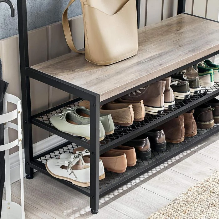 Vasagle Garderobenständer HSR086B02, Mit 24 Haken, Metall / Holz, Schwarz / Graubraun 7 Vasagle Garderobenständer HSR086B02, Mit 24 Haken, Metall / Holz, Schwarz / Graubraun – Bild 5