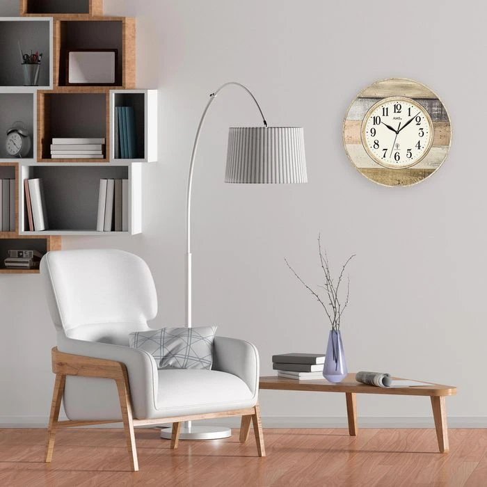 AMS Wanduhr 5975 Funkuhr, Ø 35 Cm, Holz 4 AMS Wanduhr 5975 Funkuhr, Ø 35 Cm, Holz – Bild 2