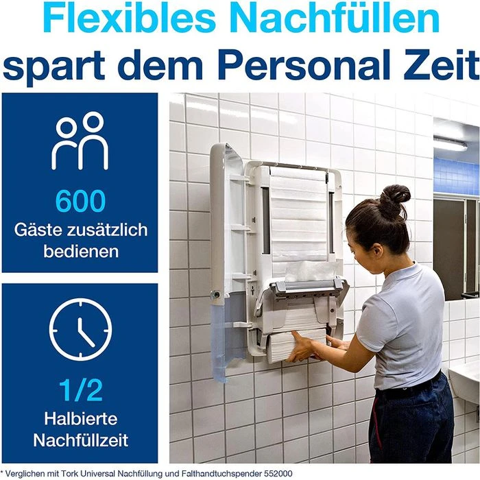 Tork Papierhandtücher PeakServe Endlos 100585 H5, 1-lagig, Interfold-Falz, 20,1 X 22,5cm, 4920 Stück 7 Tork Papierhandtücher PeakServe Endlos 100585 H5, 1-lagig, Interfold-Falz, 20,1 X 22,5cm, 4920 Stück – Bild 5