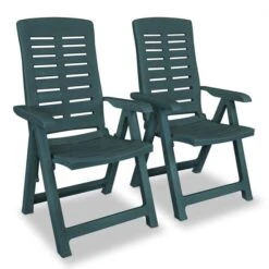 VidaXL Gartenstuhl 43896, Kunststoff, Hochlehner, Verstellbar, Grün, Klappbar, 2 Stück