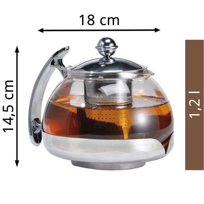 Böttcher-AG Tee-Kanne Glas, Mit Edelstahl-Sieb, Transparent, 1,2 L 4 Böttcher-AG Tee-Kanne Glas, Mit Edelstahl-Sieb, Transparent, 1,2 L – Bild 2