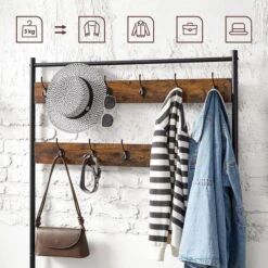 Vasagle Garderobenständer HSR410B01, Vintage, Mit 22 Haken, Metall / Holz, Schwarz / Braun -Wohnmöbel Gemischtwaren Geschäft 67eb4e5fbb25c2f60aefdee768a1c69ac8b2ade9 garderobenstaender vasagle hsr410b01 vintage