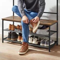 Vasagle Garderobenständer HSR410B01, Vintage, Mit 22 Haken, Metall / Holz, Schwarz / Braun -Wohnmöbel Gemischtwaren Geschäft 6837a50f1efa6e3be844c00b7ac6c055e41618f0 garderobenstaender vasagle hsr410b01 vintage