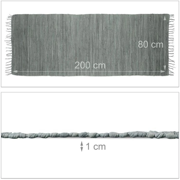 Relaxdays Teppich 10020461, 80 X 200cm, Florhöhe 10mm, Rutschfeste Unterseite, Grau 7 Relaxdays Teppich 10020461, 80 X 200cm, Florhöhe 10mm, Rutschfeste Unterseite, Grau – Bild 5