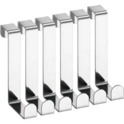 Wenko Kleiderhaken 4214062100, Für Die Tür, Silber, Edelstahl, 1 Haken, 6 Stück