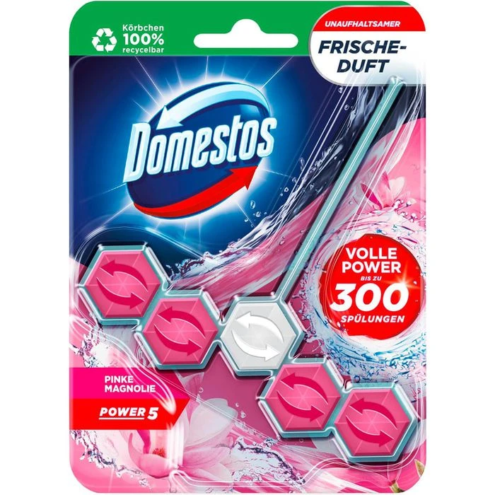 Domestos WC-Duftspüler Active Blue Blauspüler, Pinke Magnolie, Färbt Das Wasser Blau, Im Korb 3 Domestos WC-Duftspüler Active Blue Blauspüler, Pinke Magnolie, Färbt Das Wasser Blau, Im Korb