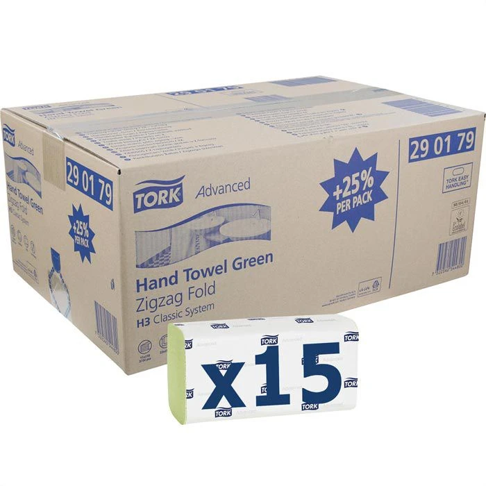 Tork Advanced 290179 2-lagig 25x23 Grün H3 Zick-Zack-Falz 3750 Stück 3 Tork Advanced 290179 2-lagig 25x23 Grün H3 Zick-Zack-Falz 3750 Stück