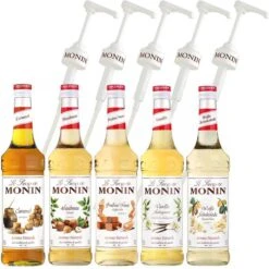 Monin Sirup Coffee-Set 5+5, 5x Kaffee-Sirup, Je 700ml, 5x Dosierpumpe