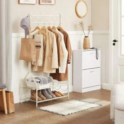 Songmics Garderobenständer HSR07W, Mit Schuhablage, Metall, Weiß -Wohnmöbel Gemischtwaren Geschäft 85cc235561af0de927ce2bc9cf6bea770b48455d garderobenstaender songmics hsr07w