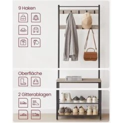 Vasagle Garderobenständer HSR41MB, Mit 9 Haken, Metall / Holz, Schwarz / Graubraun 15 Vasagle Garderobenständer HSR41MB, Mit 9 Haken, Metall / Holz, Schwarz / Graubraun -Wohnmöbel Gemischtwaren Geschäft 85fb87d2a3f229f61ef9286bfeb3827826d1079a garderobenstaender vasagle hsr41mb