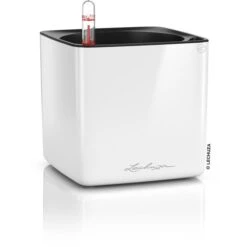Lechuza Übertopf CUBE Glossy 14 Weiß, 14 X 14 X 14 Cm, Kunststoff, Erdbewässerungssystem