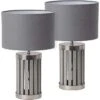 Schreibtischlampe BRUBAKER Grau, Holz-Chrom-Standfuß, 2 Stück -Wohnmöbel Gemischtwaren Geschäft 873a80525b2e5b7a032adc2a5a6b1ca83b9d7f00 schreibtischlampe brubaker