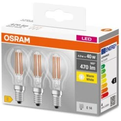 Osram LED-Lampe Base E14, Warmweiß, 4 Watt (40W) -Wohnmöbel Gemischtwaren Geschäft 87453021e91c138de2694c3ec83d99ff6e52ef22 led lampe osram base e14