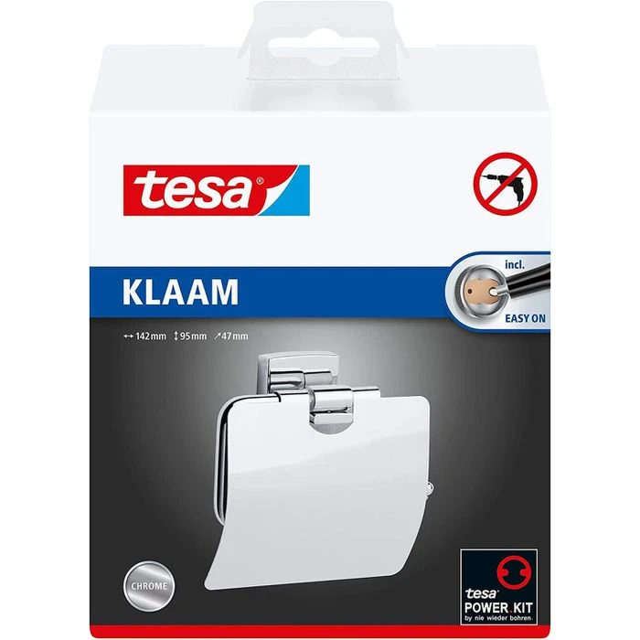 Tesa Toilettenpapierspender Klaam Mit Deckel 40259, Ohne Bohren, Metall, Für 1 Kleinrolle, Silber 6 Tesa Toilettenpapierspender Klaam Mit Deckel 40259, Ohne Bohren, Metall, Für 1 Kleinrolle, Silber – Bild 4