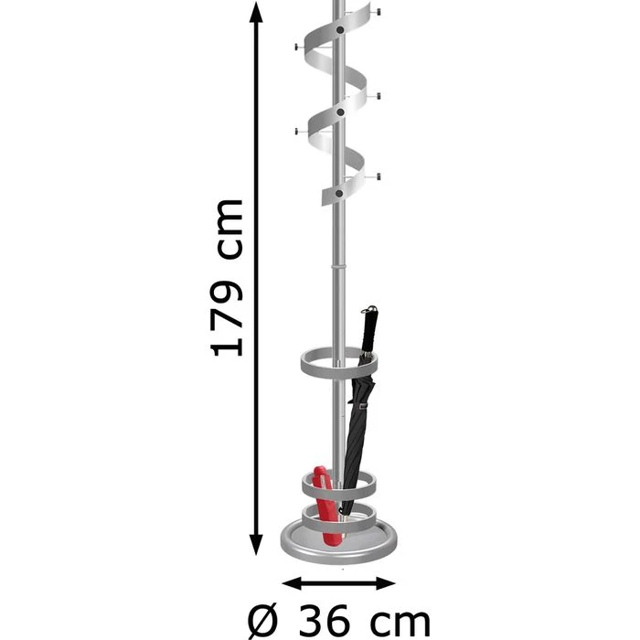 Kerkmann Garderobenständer Nivo, 6106, Mit 10 Haken, Metall, Alusilber 4 Kerkmann Garderobenständer Nivo, 6106, Mit 10 Haken, Metall, Alusilber – Bild 2