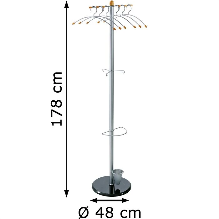 Alco Garderobenständer 2805, Mit 3 Haken Und 6 Kleiderbügeln, Metall, Silber 4 Alco Garderobenständer 2805, Mit 3 Haken Und 6 Kleiderbügeln, Metall, Silber – Bild 2