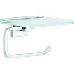 Tesa Toilettenpapierspender Deluxxe Mit Ablage, Ohne Bohren, Metall, Für 1 Kleinrolle, Silber