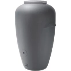 Prosperplast Regentonne Aquacan, 440 Liter, Rund, Grau, Mit Deckel, Auslaufhahn