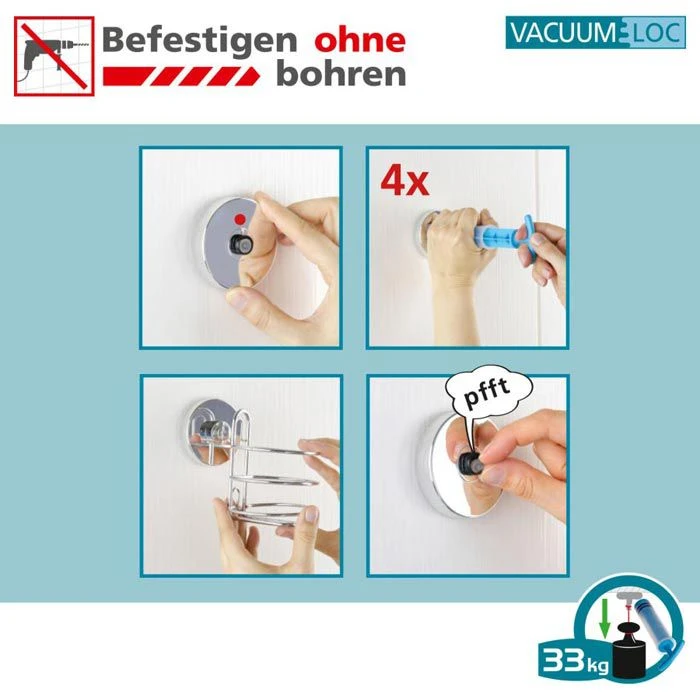 Wenko Toilettenpapierspender Quadro, 22687100, Edelstahl, Vacuum-Loc, Für 1 Kleinrolle, Silber 6 Wenko Toilettenpapierspender Quadro, 22687100, Edelstahl, Vacuum-Loc, Für 1 Kleinrolle, Silber – Bild 4