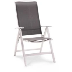 BEST Gartenstuhl Palermo, Stoff, Hochlehner, Verstellbar, Grau, Klappbar