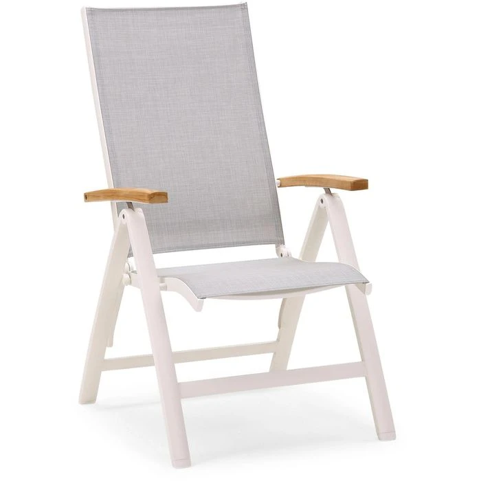 BEST Gartenstuhl Cavalese, Stoff/Teakholz, Hochlehner, Verstellbar, Grau, Klappbar 3 BEST Gartenstuhl Cavalese, Stoff/Teakholz, Hochlehner, Verstellbar, Grau, Klappbar
