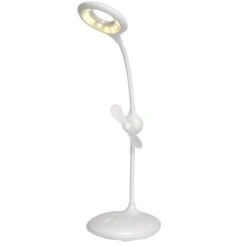 Böttcher-AG Schreibtischlampe LED, Dimmbar, Standfuß, USB, Mit Akku, Ventilator