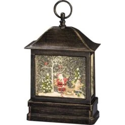 Konstsmide Weihnachtslaterne 2886-000 LED, 25 X 17,5 Cm HxB, Mit Schneefall, Braun