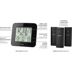 Hama Thermo-Hygrometer EWS-Trio Funk, Für Innen Und Außen, Mit Funkuhr, Inkl. 3 Sensoren -Wohnmöbel Gemischtwaren Geschäft be660a4da10af5f06c0ca04a50ac6566b626e12b thermo hygrometer hama ews trio funk