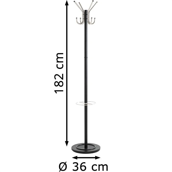 Haku-Möbel Garderobenständer 88599, Mit 8 Haken, Metall, Schwarz 4 Haku-Möbel Garderobenständer 88599, Mit 8 Haken, Metall, Schwarz – Bild 2