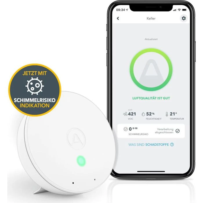 Airthings Thermo-Hygrometer Wave Mini, VOC, App-fähig, Bluetooth 5 Airthings Thermo-Hygrometer Wave Mini, VOC, App-fähig, Bluetooth – Bild 3